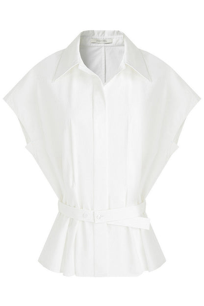 Elegant Pleated Short-Sleeved Shirt