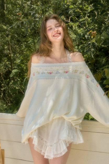 White Plaid Lace Skirt