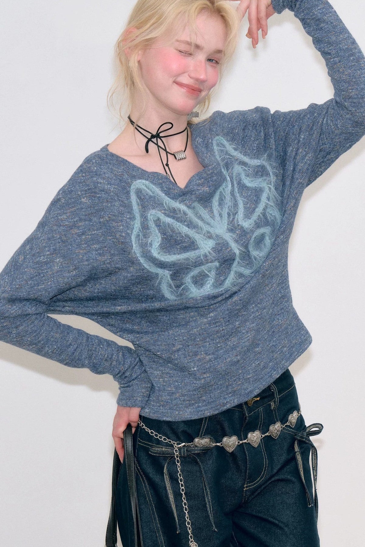 Butterfly Embroidery Base Layer Knit
