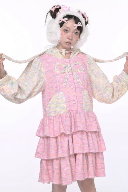 Pinkes Hasenohren-Stufenkleid