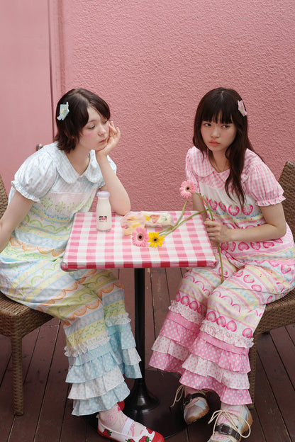 Fruit Plaid Patchwork Cake Pants
