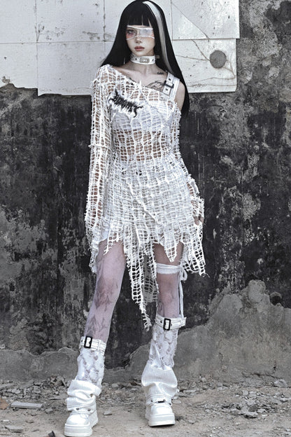 Haut punk en maille effet usé