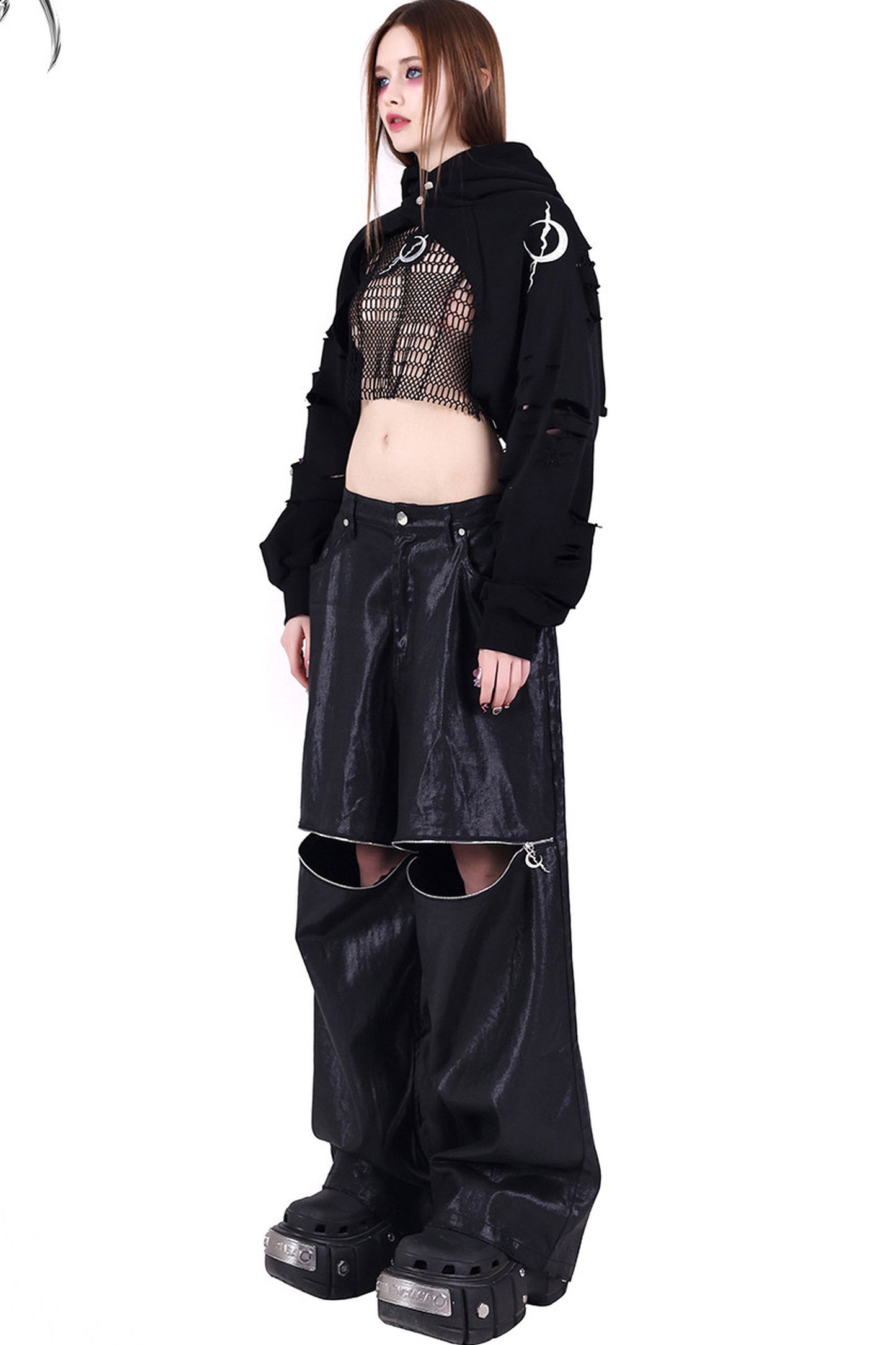 Geometric Mesh Rock Crop T-Shirt