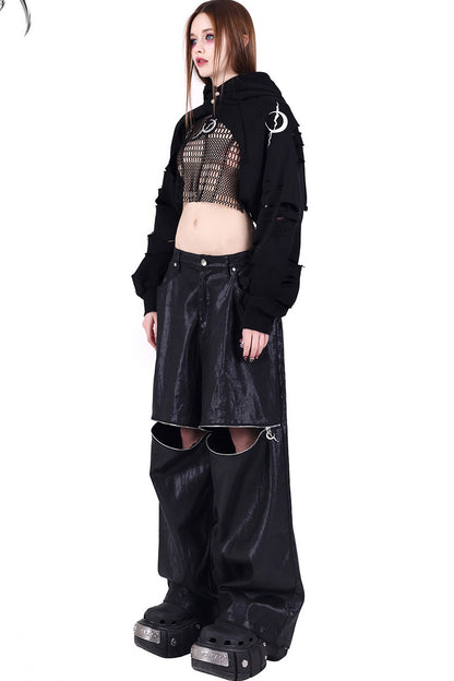 Geometric Mesh Rock Crop T-Shirt