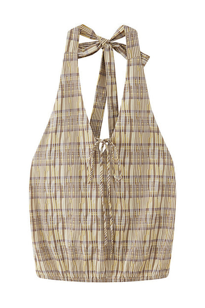 Black and White Plaid Halter Camisole