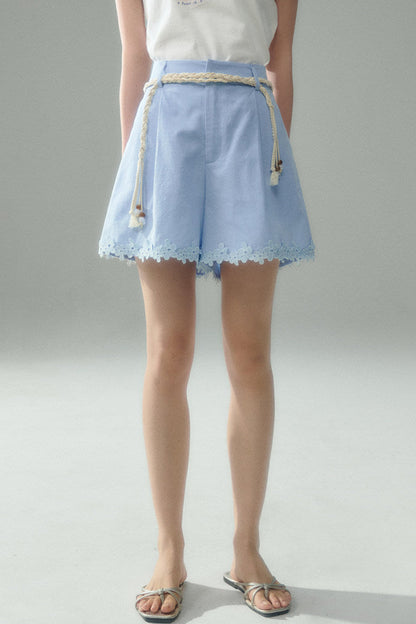 Tencel Lace Patchwork Shorts