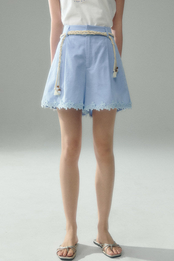 Tencel Lace Patchwork Shorts
