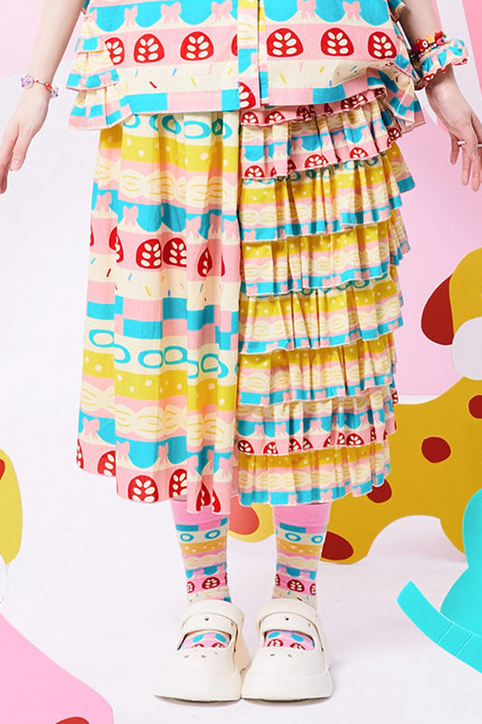 Original Printed Patchwork Lace Skirt