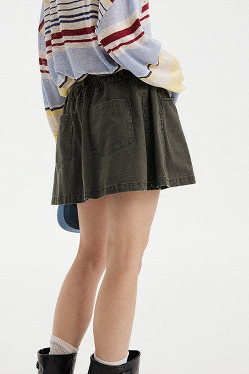 Washed Vintage Pleated Skirt