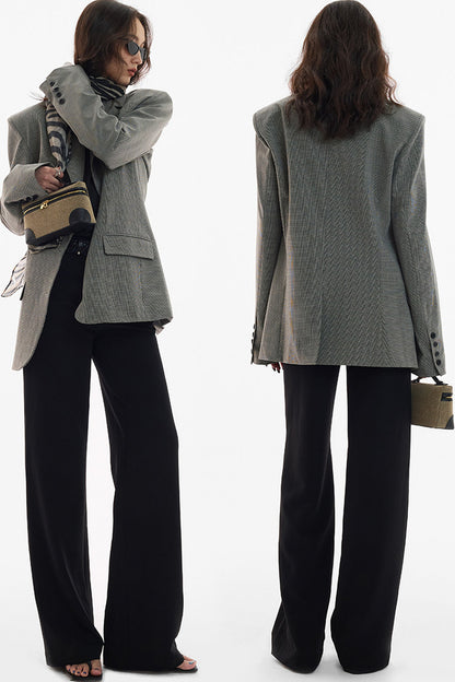 Straight-Leg Floor-Length Suit Pants