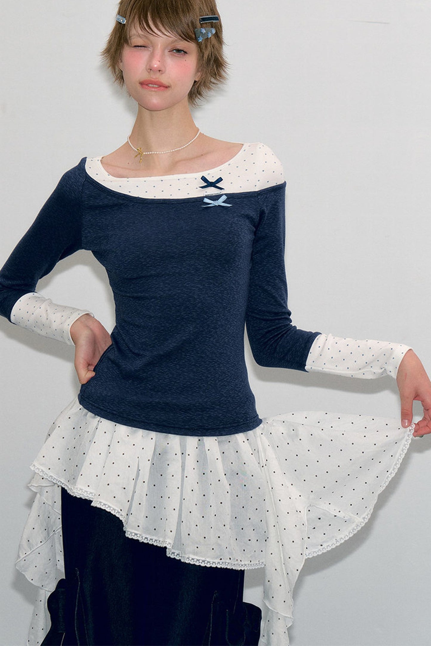 Haut en maille à pois d’automne