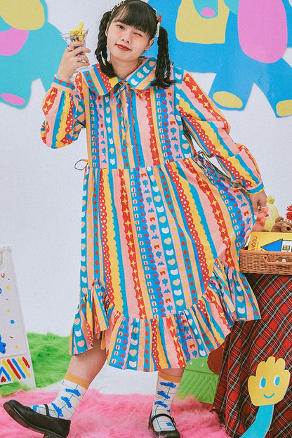 Langarmkleid mit Kindergarten-Paradies-Print