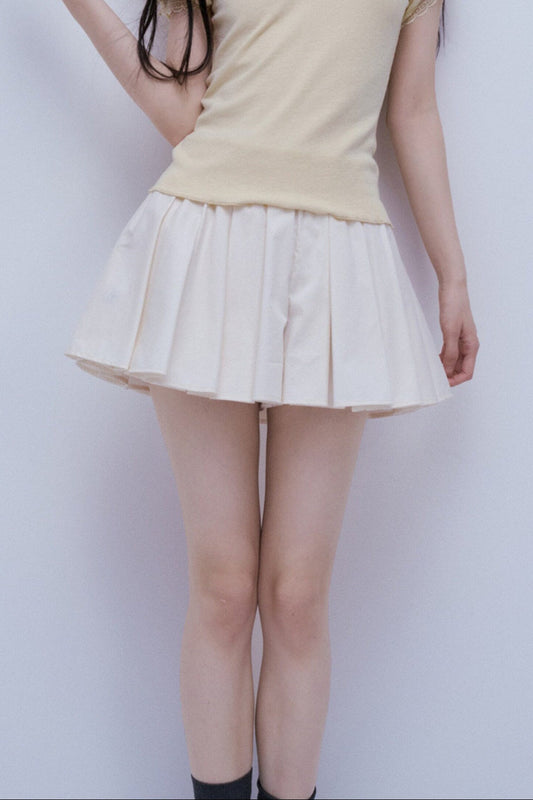 Mist White Pleated Skirt
