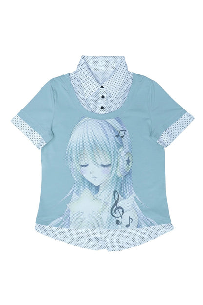 Y2K Polka Dot Fake Two-Piece Shirt