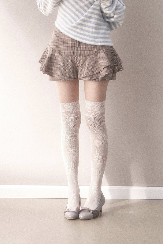 Multi-Layered Ruffled Brown Plaid Skirt