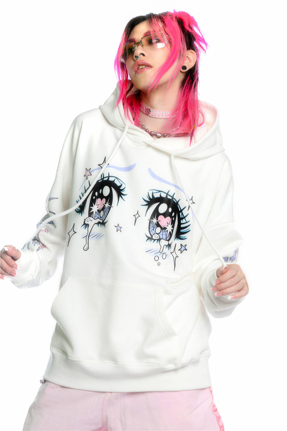 Anime Eye Print Loose Jacket