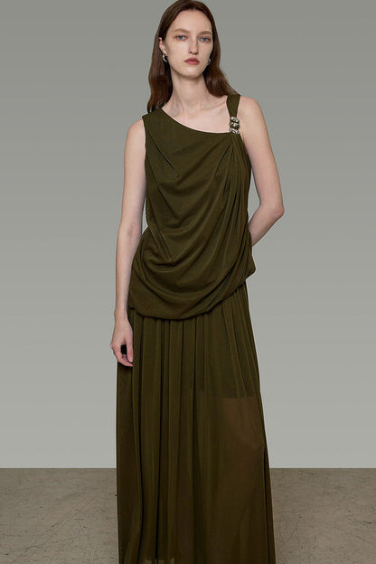 Sleeveless Top with Drapey Skirt Set-Up