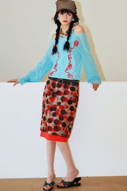 Textured Mesh Embroidery Top
