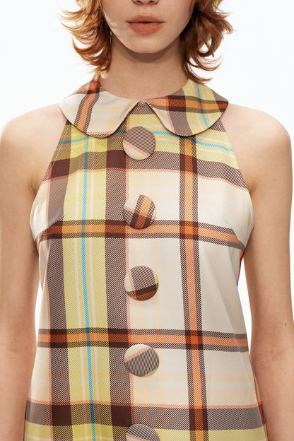 Plaid Raglan Vest Dress