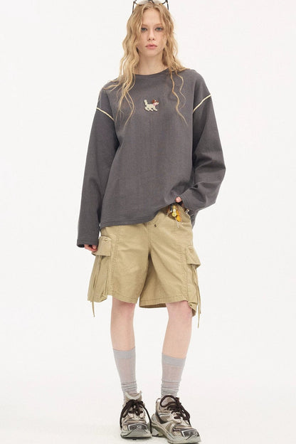 Khaki Washed Multi-Pocket Shorts