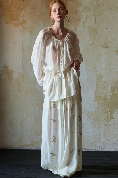 Tencel Acetate Off-White Blouse