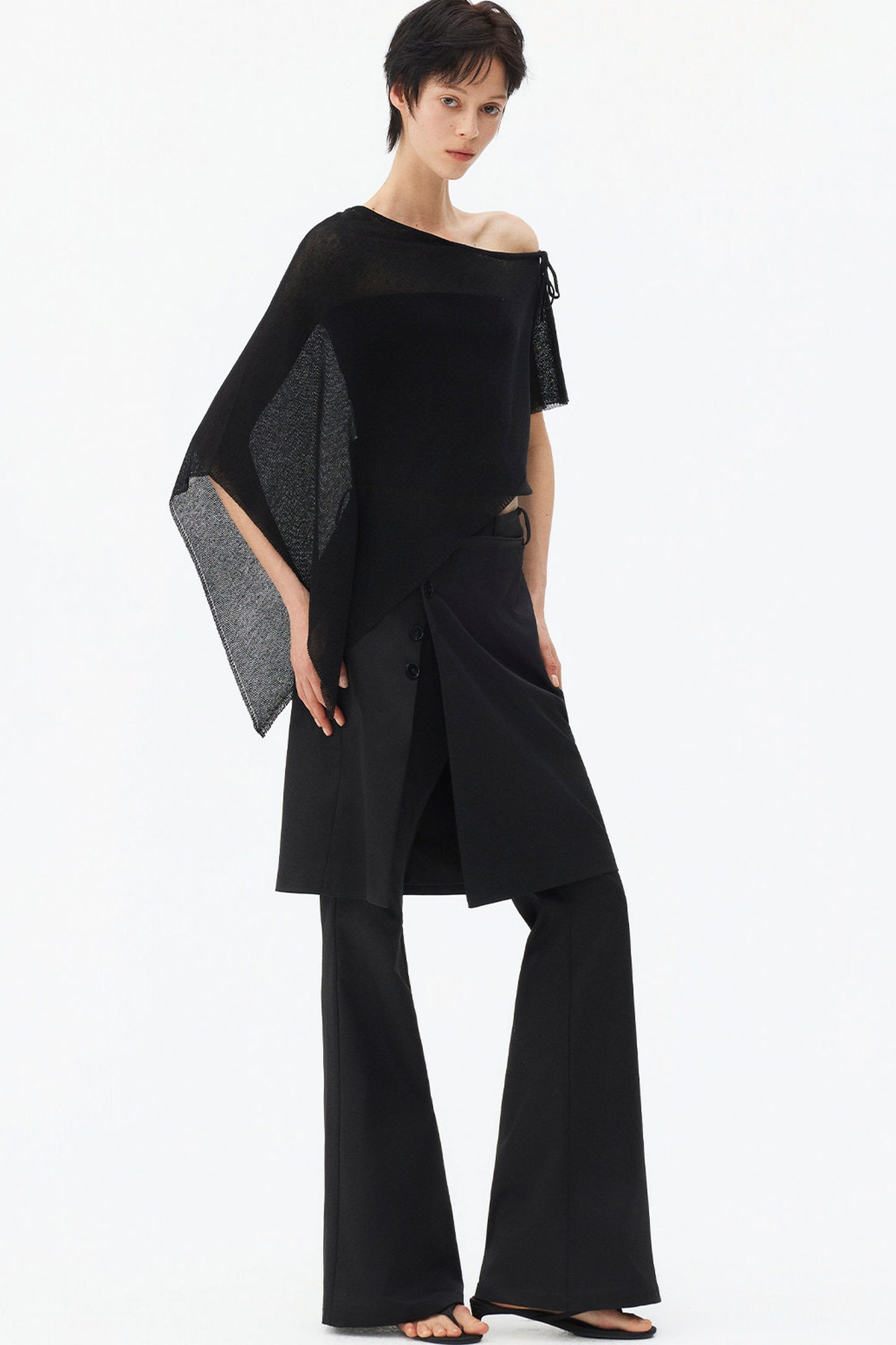 Irregular Linen Asymmetrical Cape Set-Up