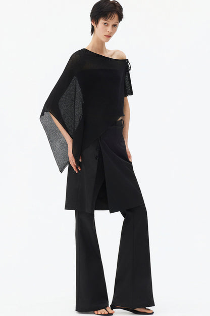 Irregular Linen Asymmetrical Cape Set-Up