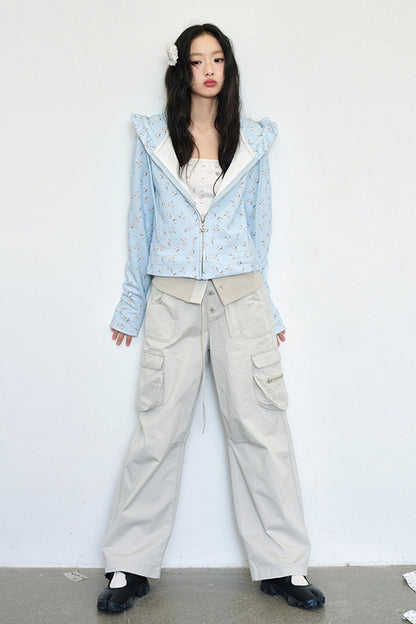Low-Waist Straight-Leg Multi-Pocket Cargo Pants