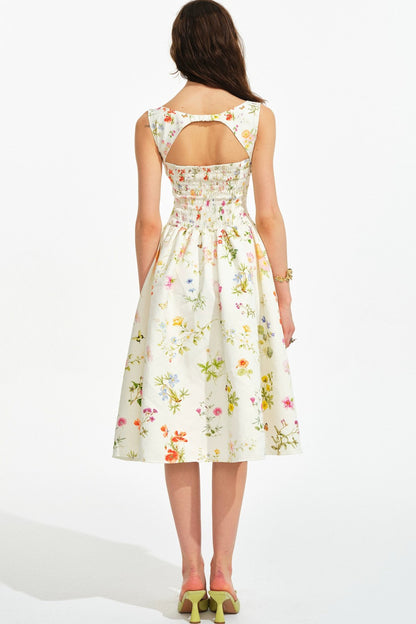 French Hand-painted Floral Tencel Dress