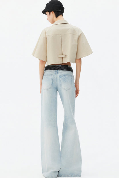Light Blue Wide-Leg Denim Pants