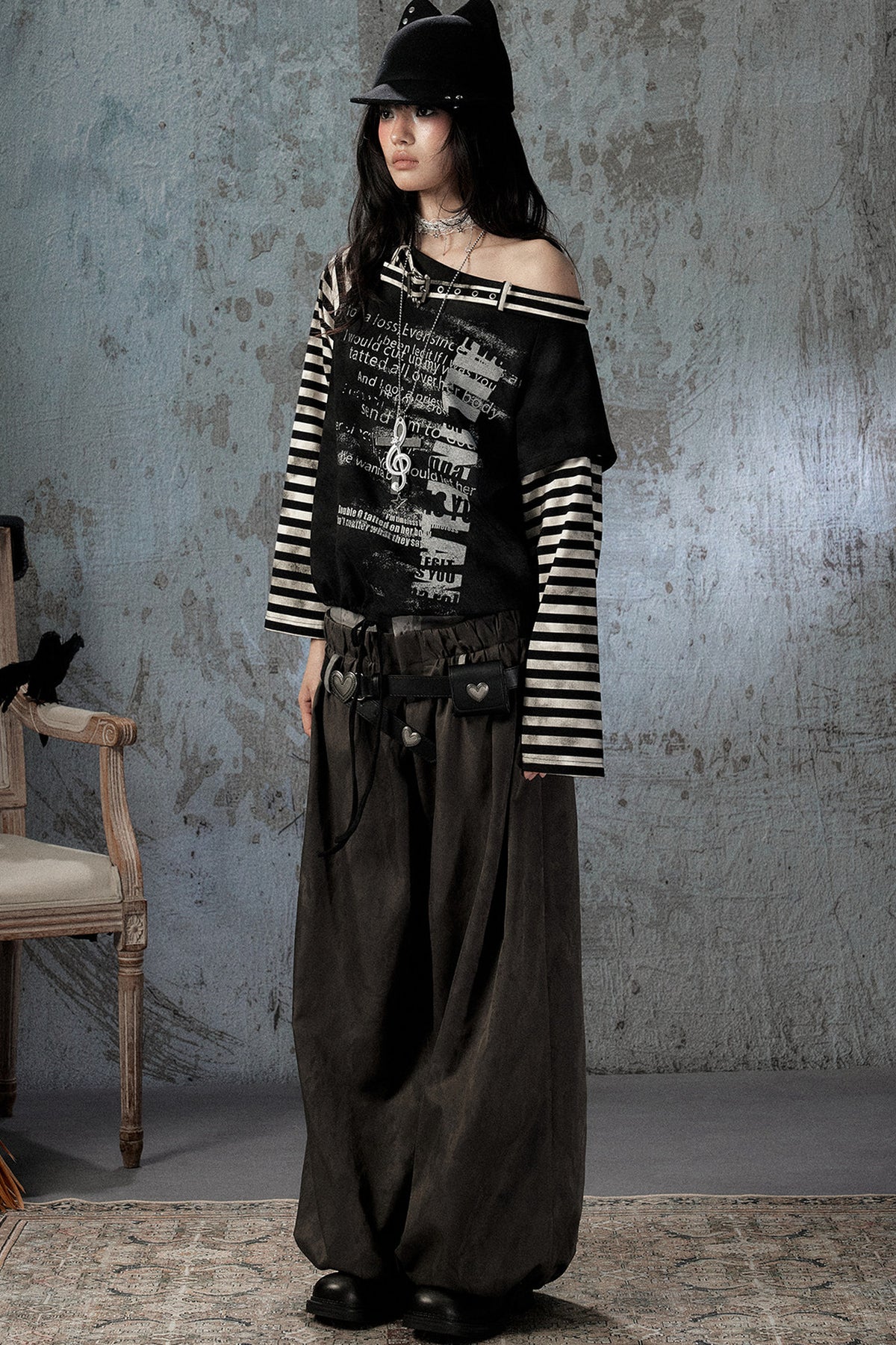 Double-Waist Belted Pants