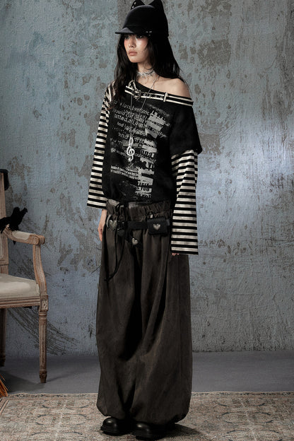 Double-Waist Belted Pants