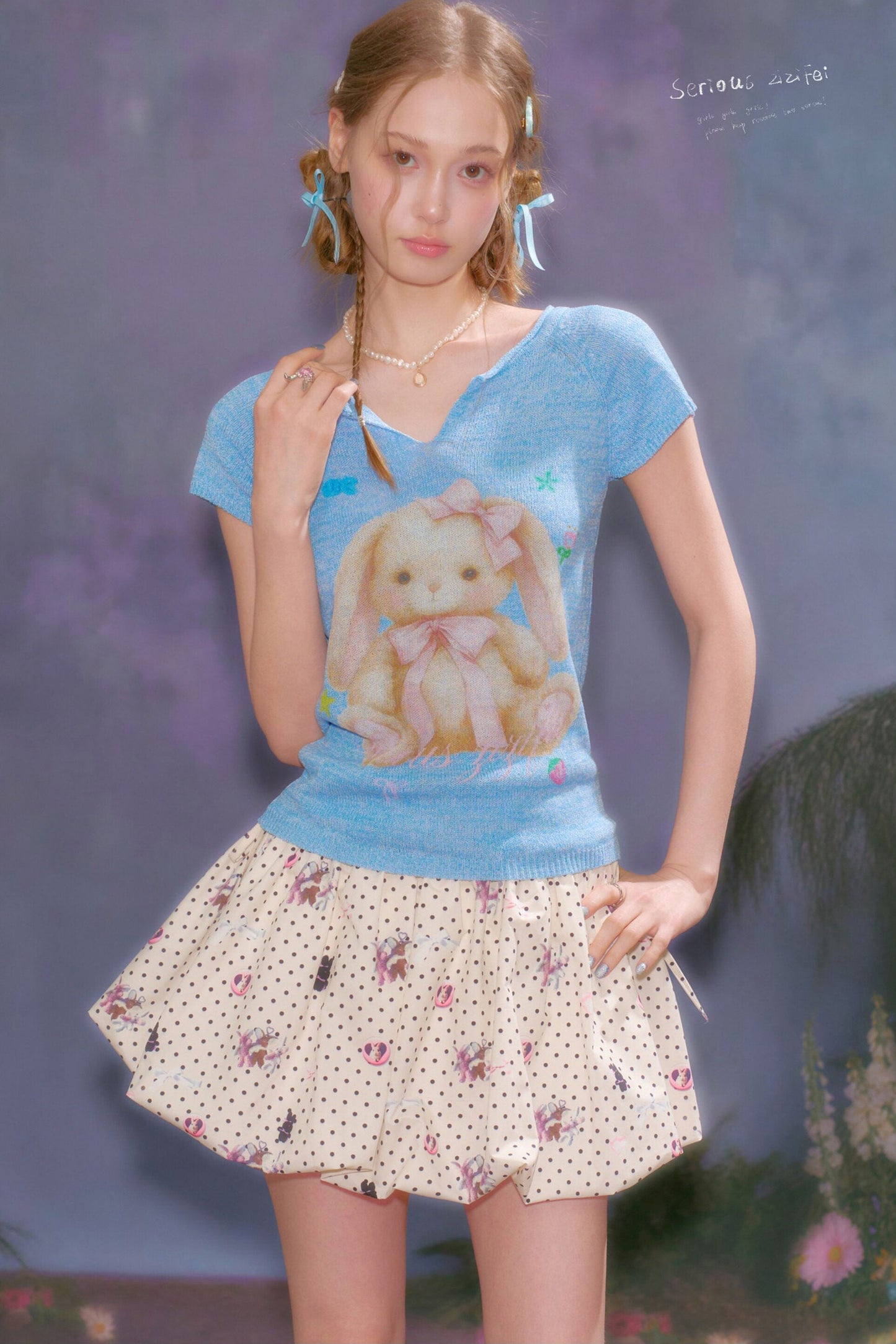 Heart Rabbit Polka Dot Skirt