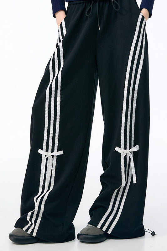 Pantalon de jogging fluide taille haute à jambe large et coupe droite