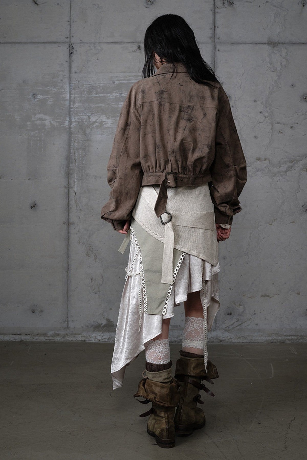 Loose Distressed Plaid Patchwork Jacket