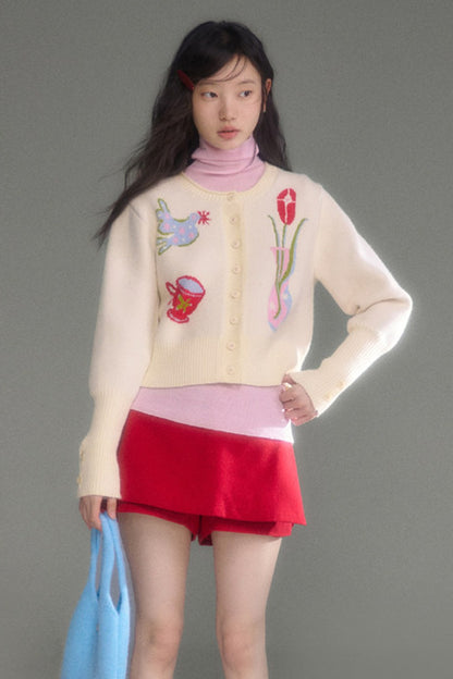 Red Berry A-Line Layered-Look Skirt