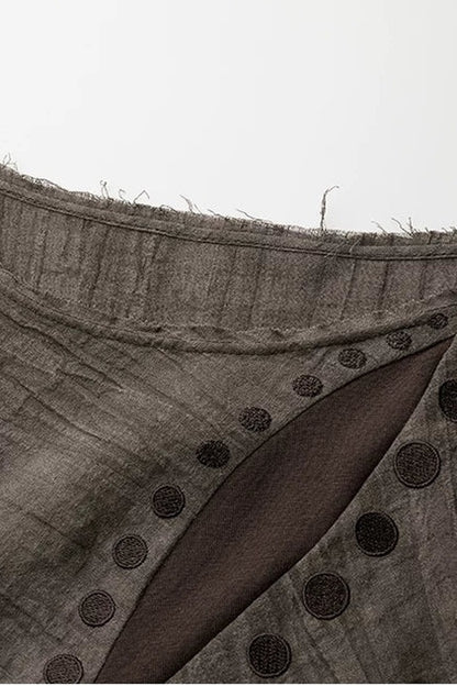 Asymmetrical Eye Embroidery Knit Top