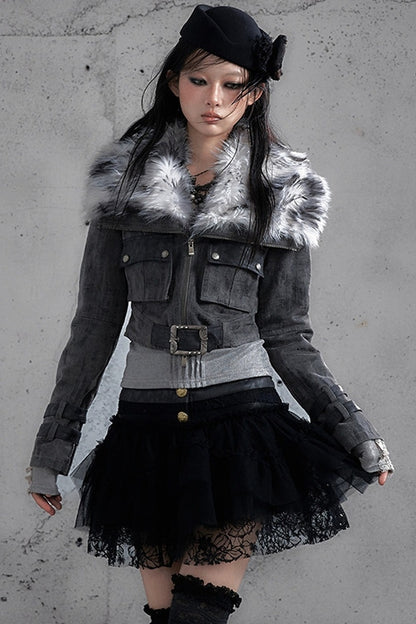 Lace Patchwork Pleated Multi-Layered Puffy Skirt