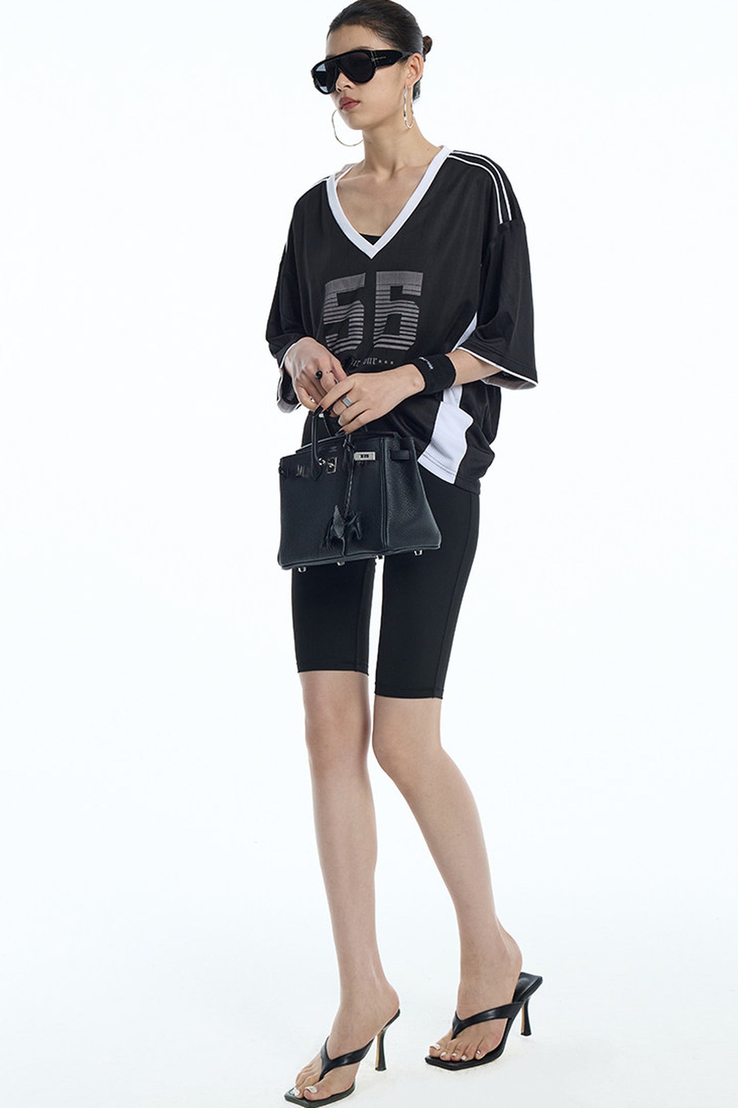 Loose V-Neck Jersey T-Shirt