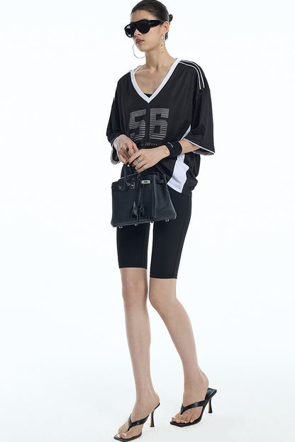 Loose V-Neck Jersey T-Shirt