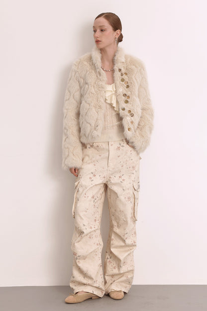 Low Waist Floral Cargo Pants