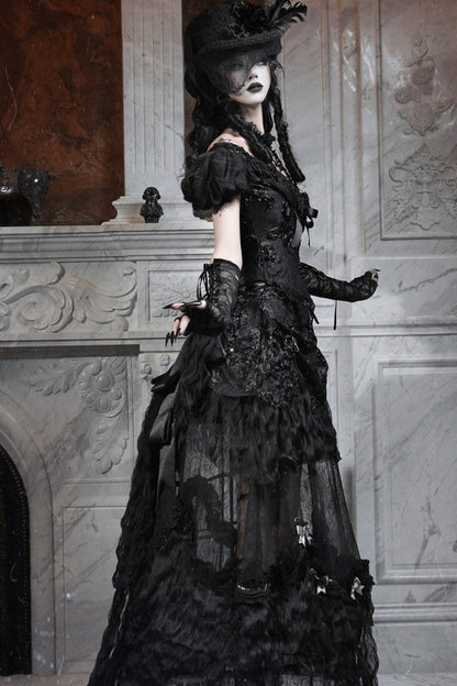 Gothic Off-Shoulder Tulle Top