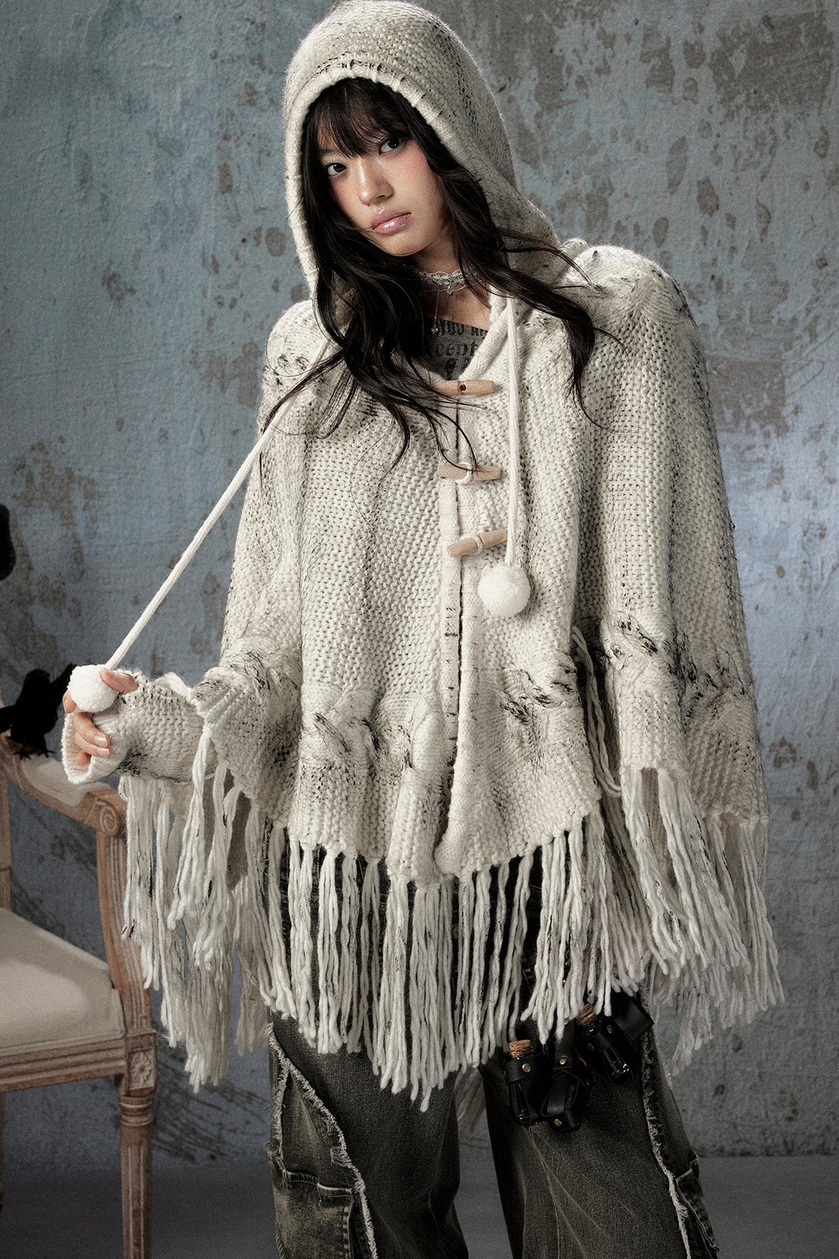 Knitted Hooded Cape