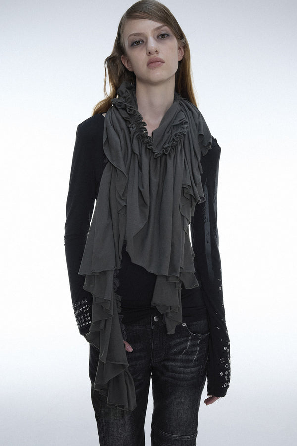 Multi-Purpose Pleated Ruffle Cotton Scarf