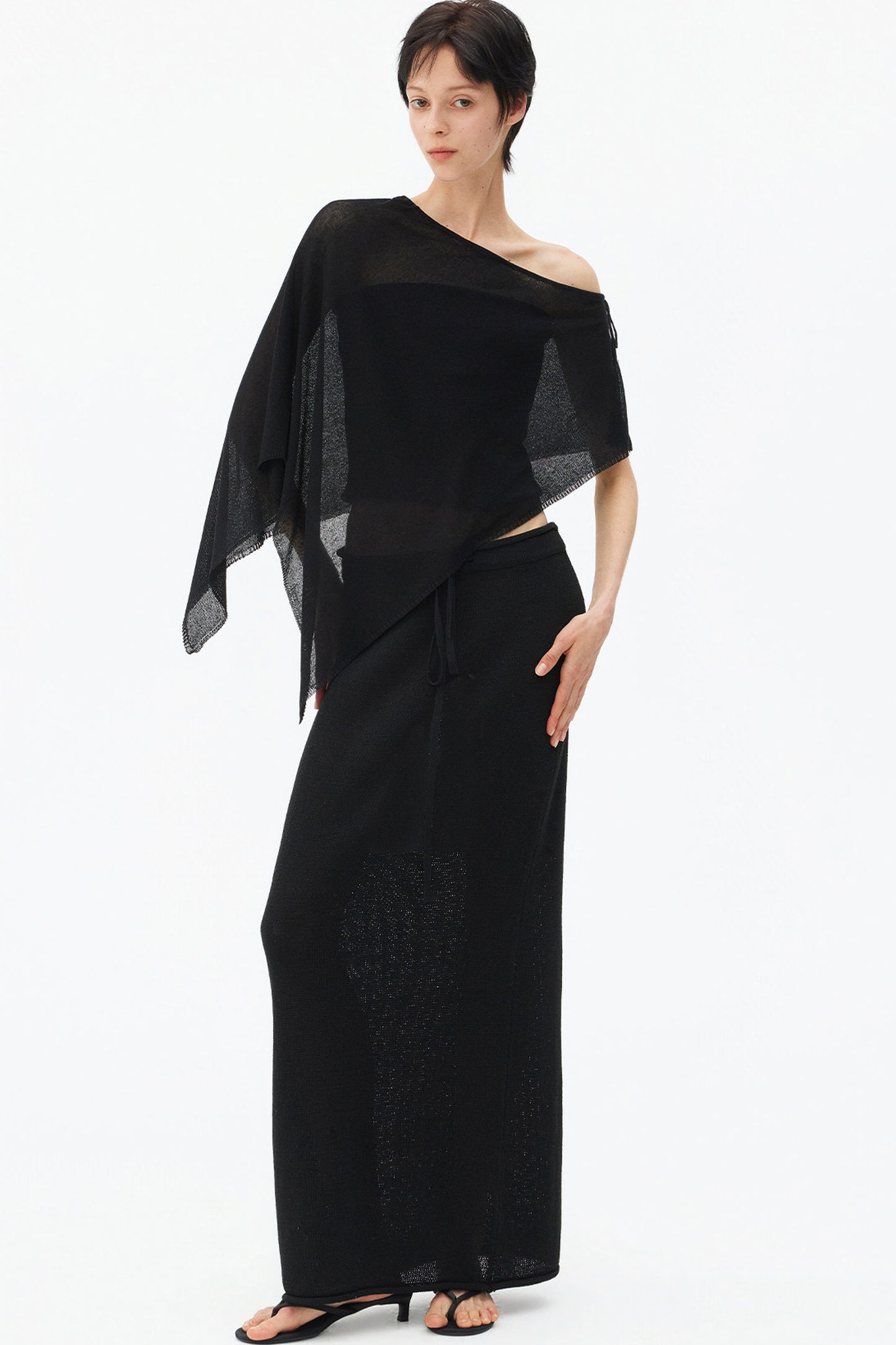 Irregular Linen Asymmetrical Cape Set-Up