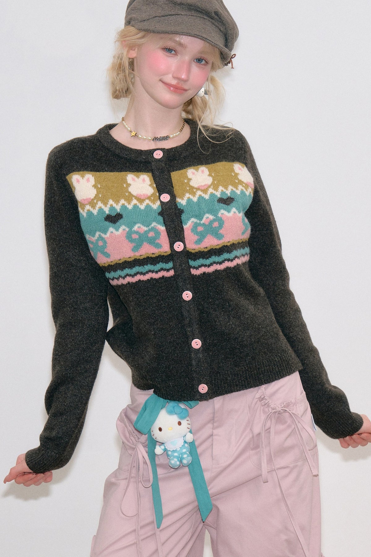 Brown Fair Isle Bunny Cardigan