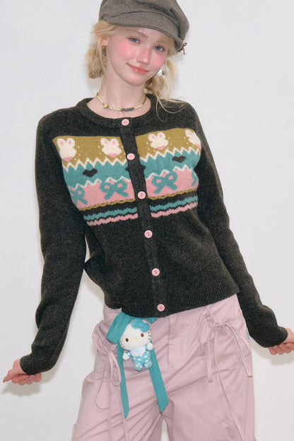 Brown Fair Isle Bunny Cardigan