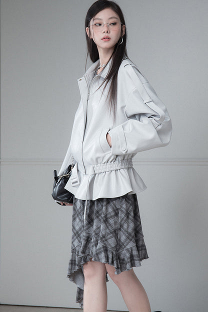 Advanced Silhouette Detachable Hem Leather Jacket