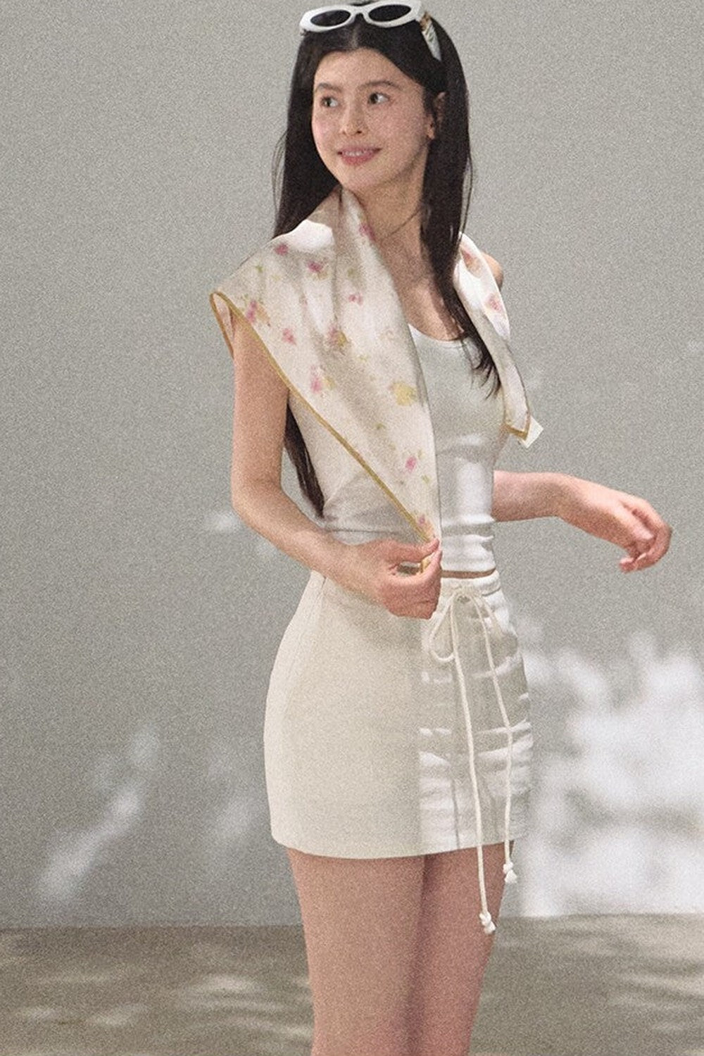 Bright Clouds Linen Skirt