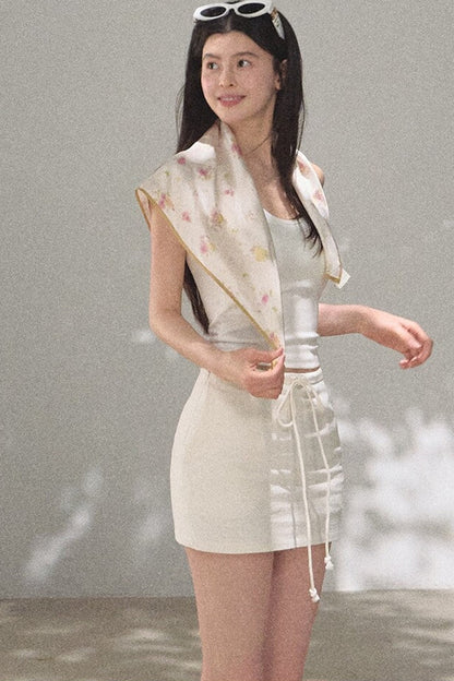 Bright Clouds Linen Skirt